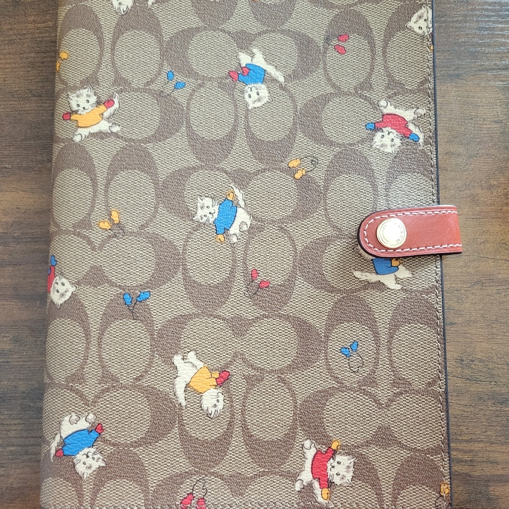 Coach Notebook in Signature Canvas with Cat Mittens Print